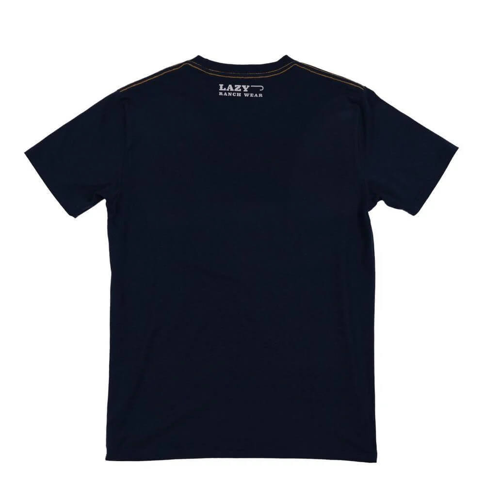 Lazy J Mens Built To Last Short Sleeve T-Shirt Navy - BUILDTOLAST