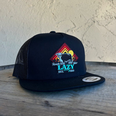 Lazy J Mens Cactus Sunrise Bull Cap - BLACK4RISE