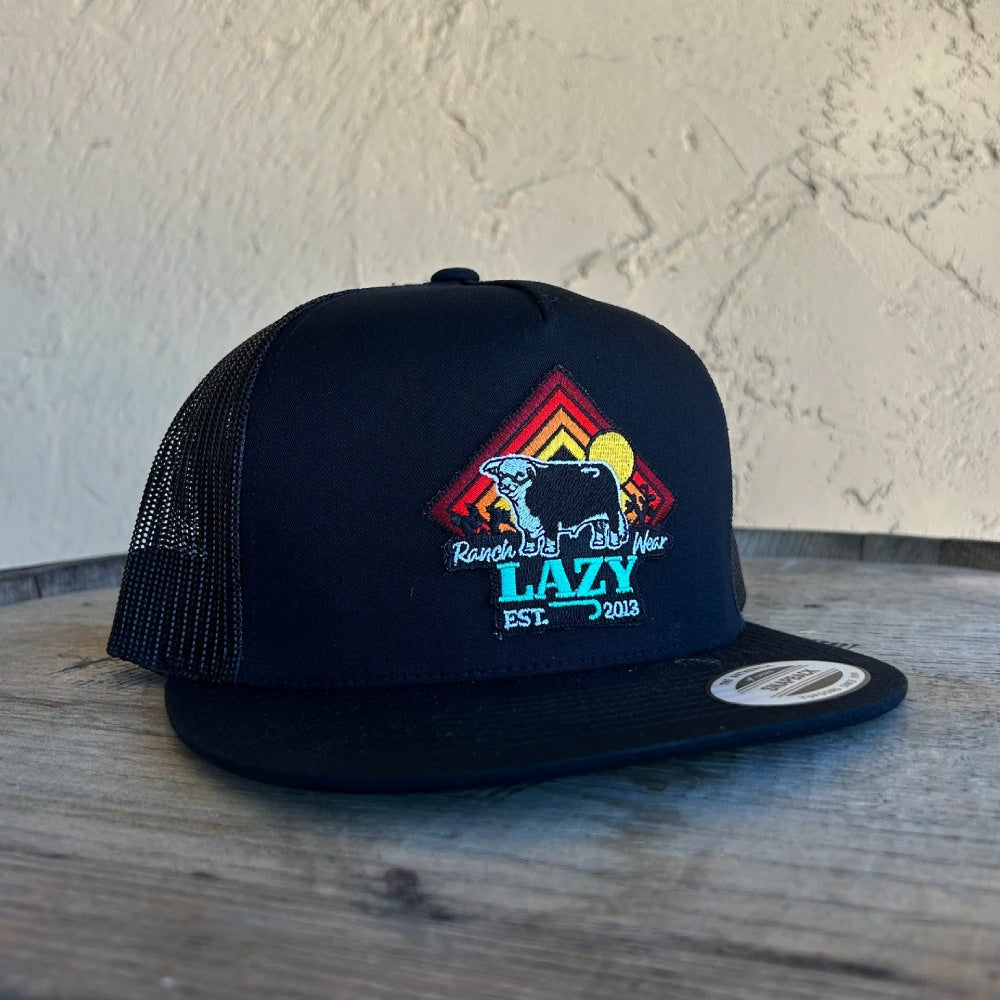 Lazy J Mens Cactus Sunrise Bull Cap - BLACK4RISE