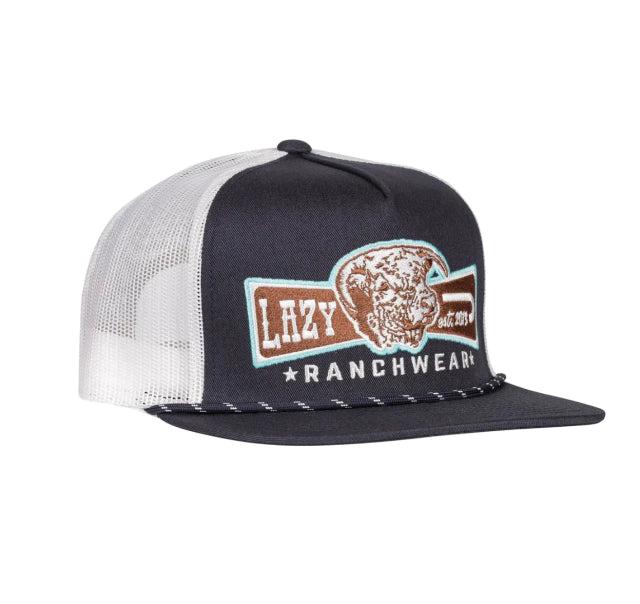 Lazy J Mens Conquest Trucker Cap Brown - BRNWHTCONQUESTROPE