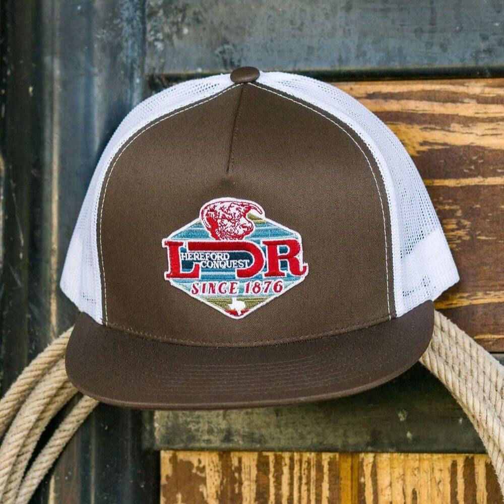 Lazy J Mens Conquest Trucker Cap Brown - BRNWHTCONQUESTROPE
