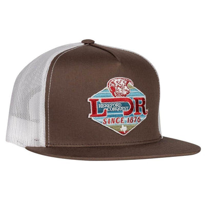 Lazy J Mens Conquest Trucker Cap Brown - BRNWHTCONQUESTROPE