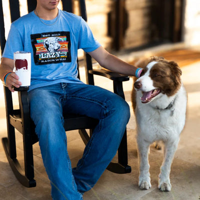 Lazy J Mens Cowpoke Short Sleeve T-Shirt Blue - COWPOKEBLUE