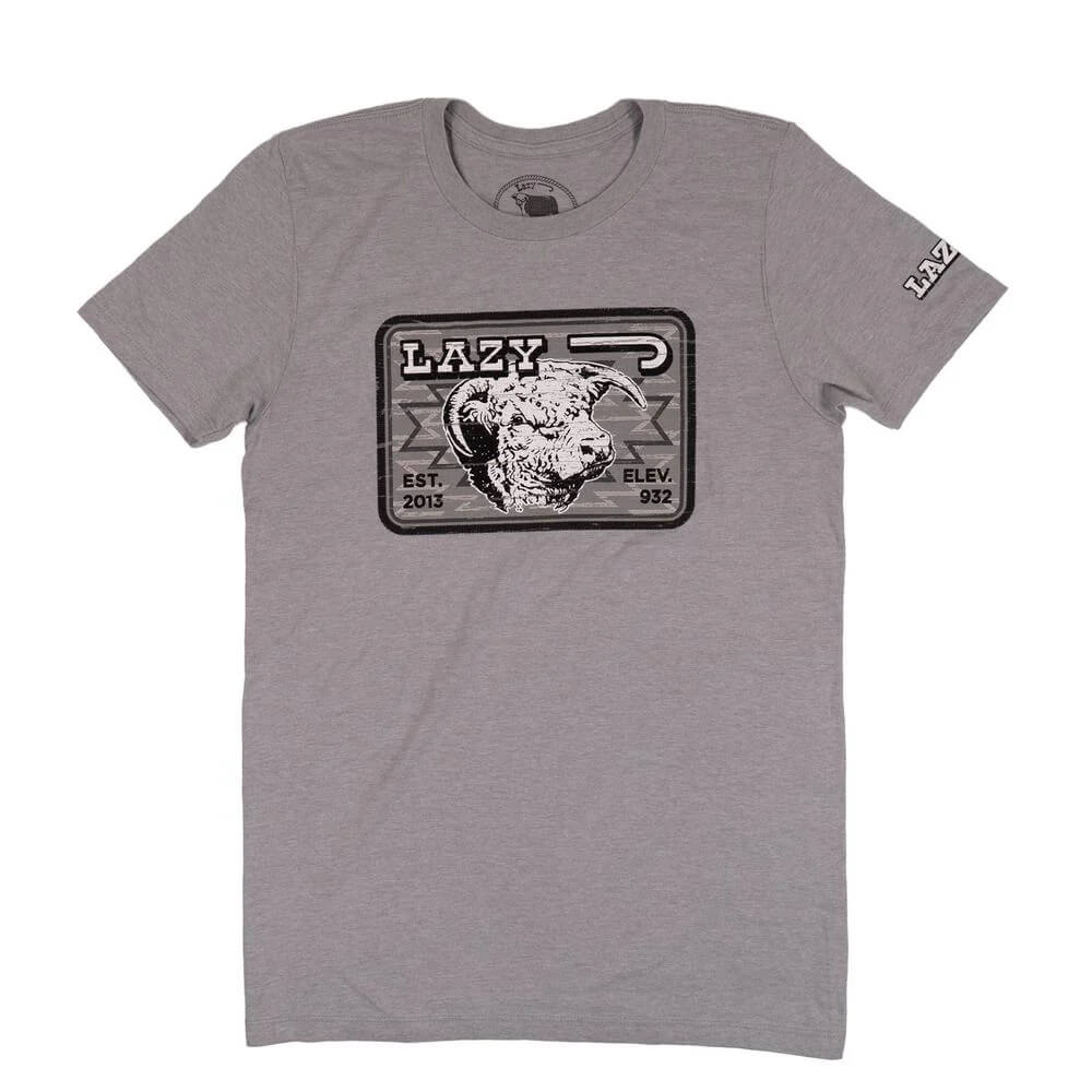 Lazy J Mens Cowpoke Short Sleeve T-Shirt Grey