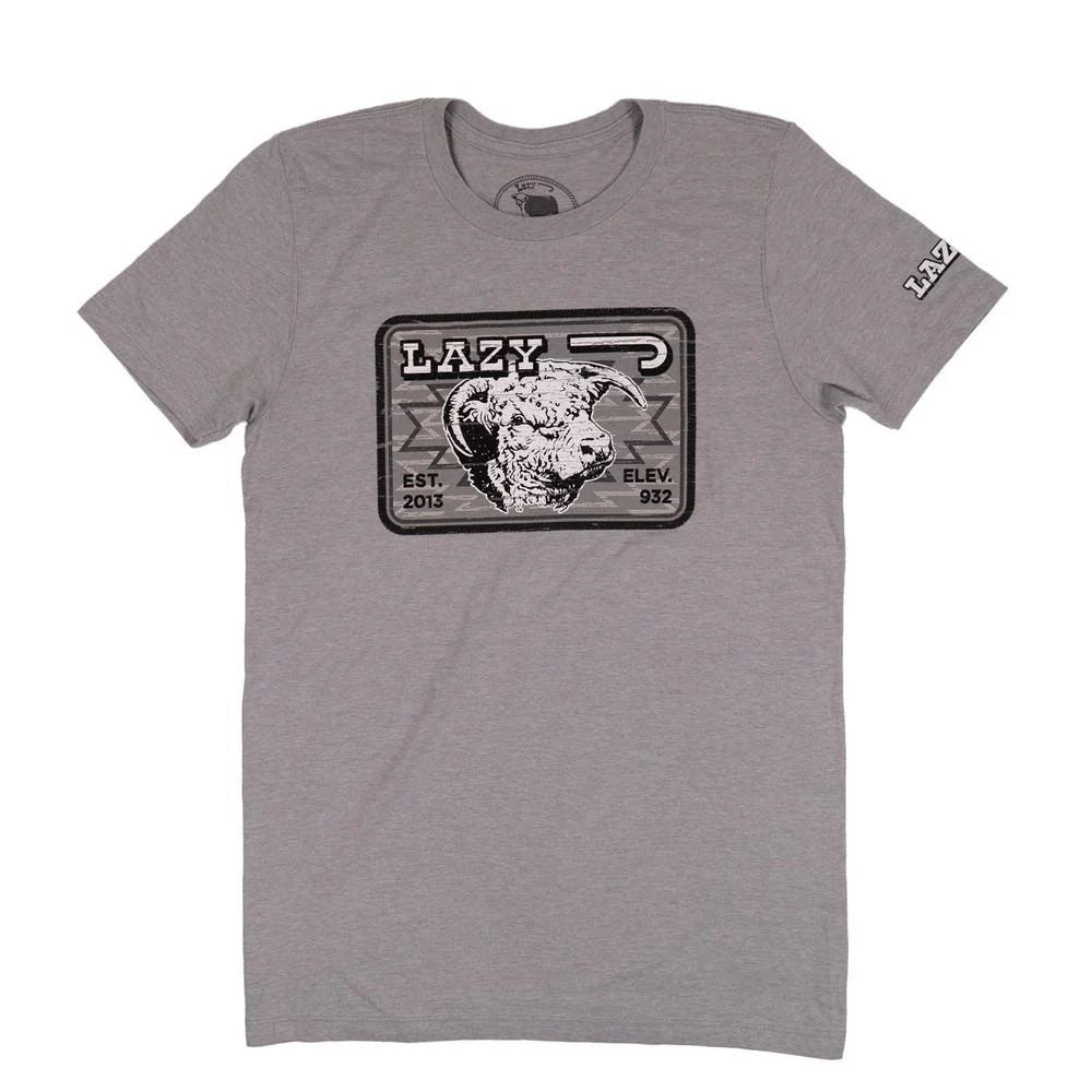 Lazy J Mens Cowpoke Short Sleeve T-Shirt Grey - COWPOKEGREY