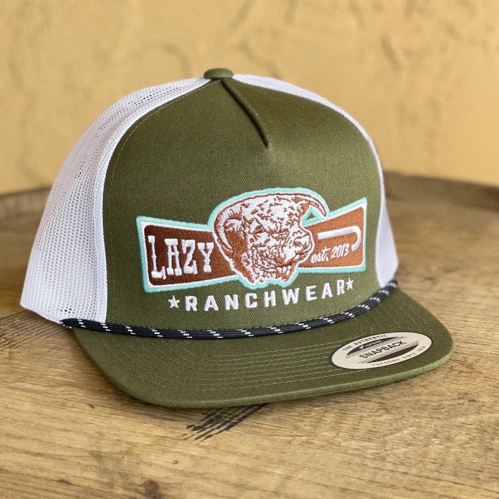 Lazy J Mens Diamond Hereford Banner Cap - OLVWHT4BANNER