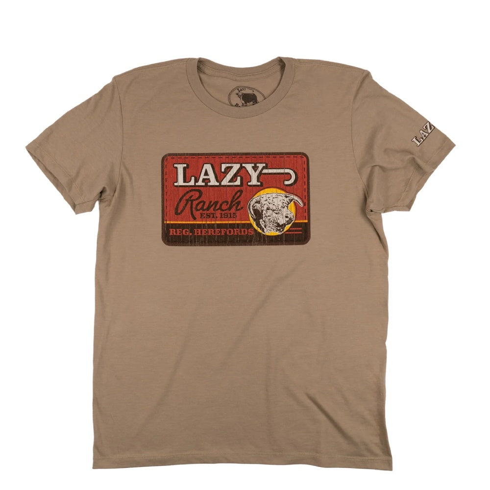 Lazy J Mens Hard Day T-Shirt Tan - HARDDAY