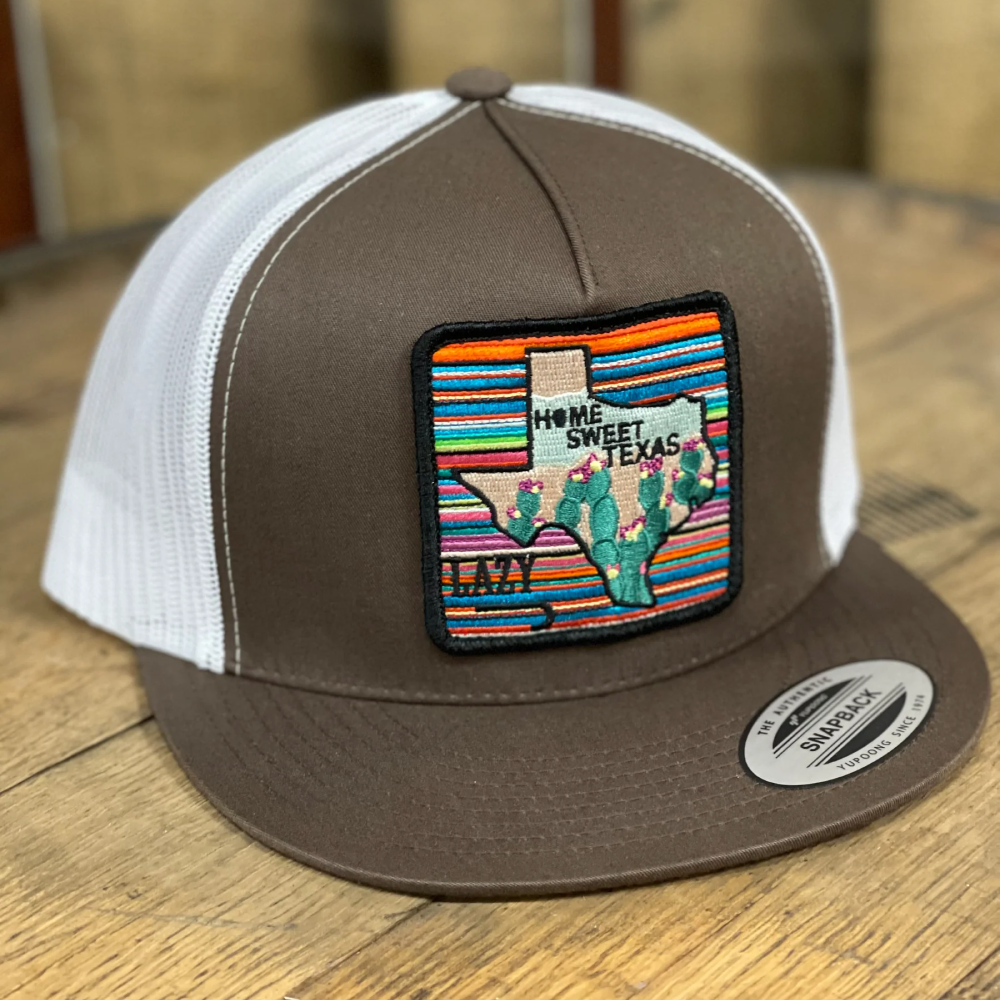 Lazy J Mens Home Sweet Texas Cap - BRWWHT4HST