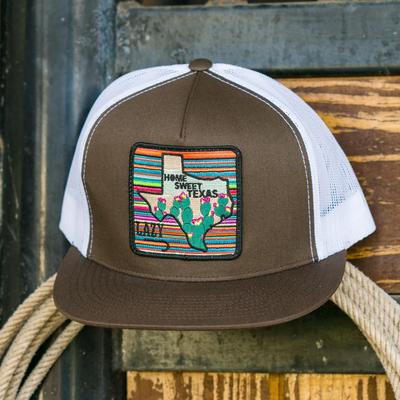 Lazy J Mens Home Sweet Texas Cap - BRWWHT4HST