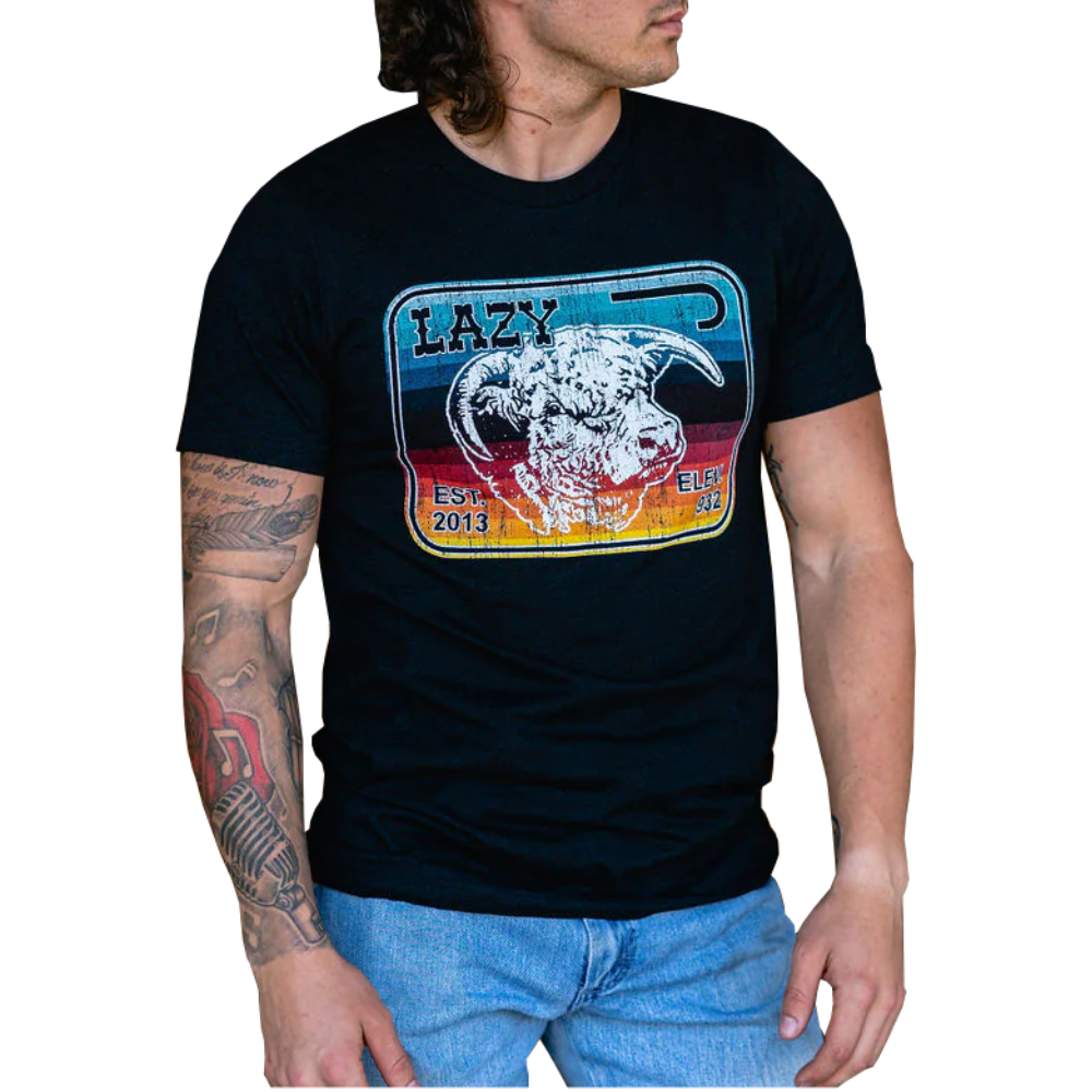 Lazy J Mens Serape Elevation T-Shirt - SERELEV-BLK