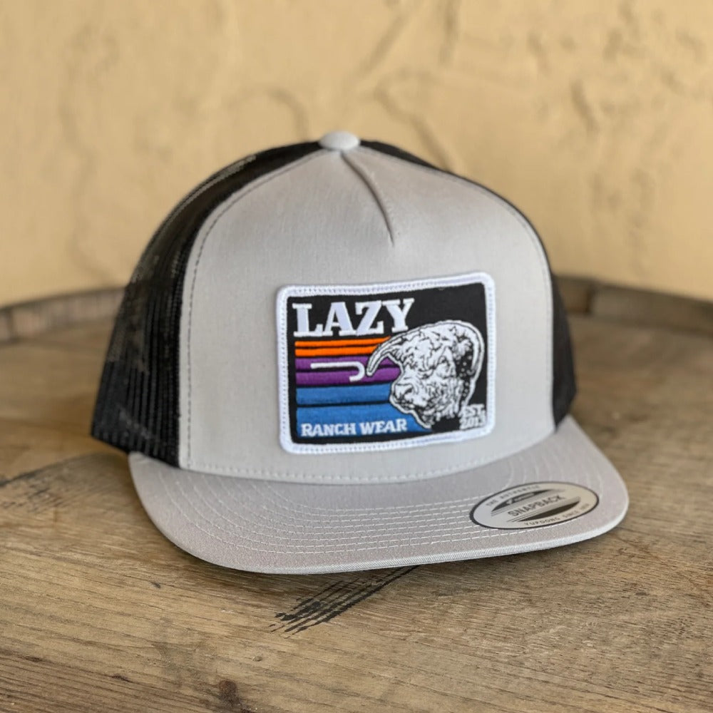 Lazy J Mens Silver & Black Bull Cap