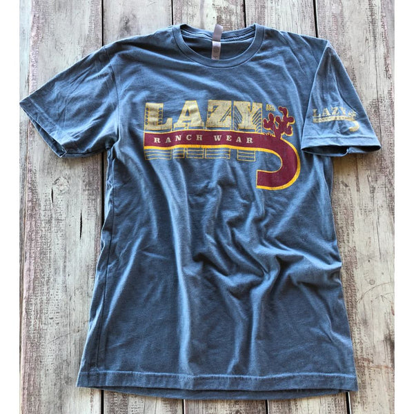 Lazy J Mens Vintage Blue T-Shirt | Blue | Buy Online