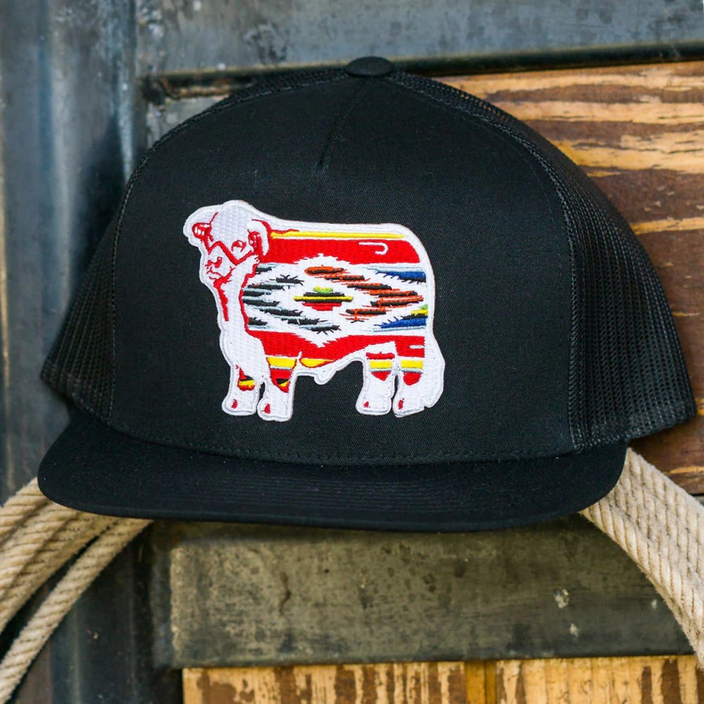 Lazy J Ranch Wear Mens Serape Bull Cap - BLACK4SER