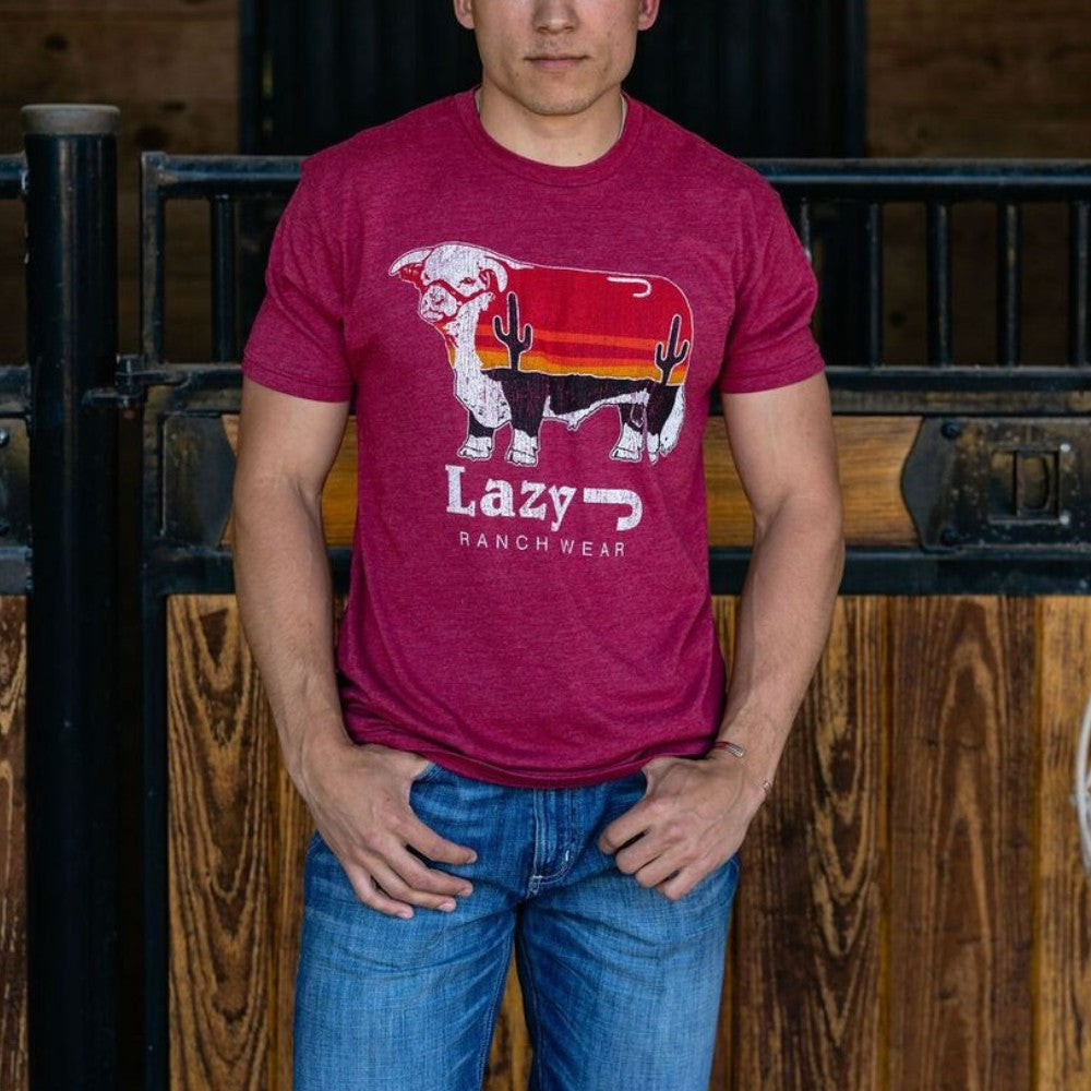 Lazy J Mens Sunrise Cow T-Shirt