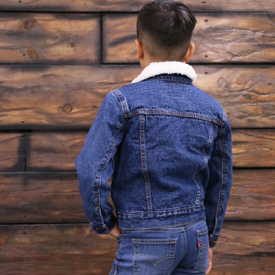 Levi's Boys Sherpa Collar Denim Trucker Jacket (Size 4 - 7) - 81B220-MAG-NH