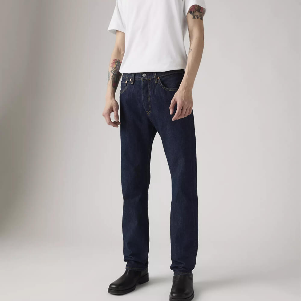 Levi's Mens 501 Original Fit Jeans Rinse - Dark Wash - 005010115