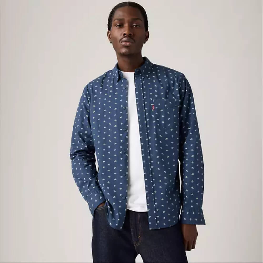 Levi's Mens Classic One Pocket Shirt Floral Zodiac Blue - 857480364