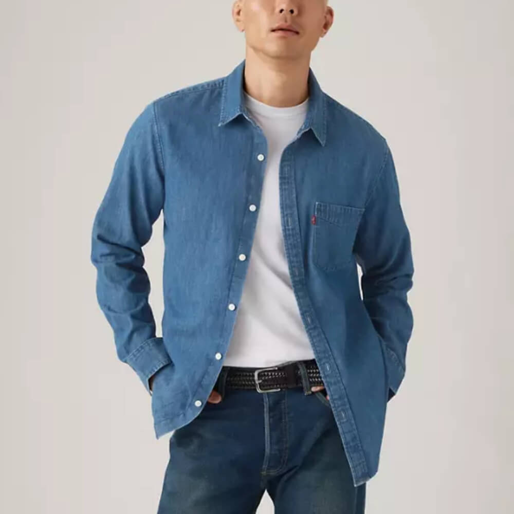 Levi's Mens Classic Standard Denim Shirt Mid Wash Blue - 857480356