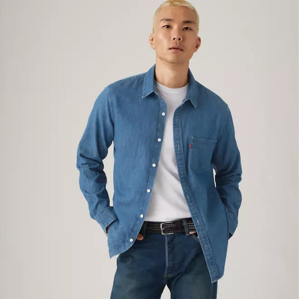 Levi's Mens Classic Standard Denim Shirt Mid Wash Blue - 857480356