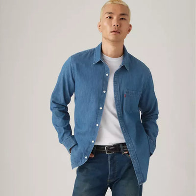 Levi's Mens Classic Standard Denim Shirt Mid Wash Blue - 857480356