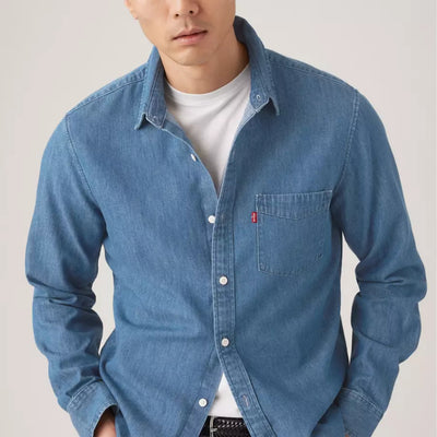 Levi's Mens Classic Standard Denim Shirt Mid Wash Blue - 857480356