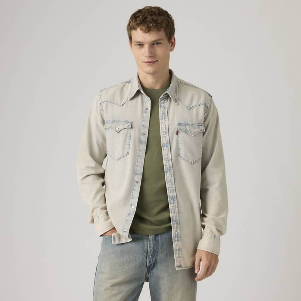 Levi's Mens Classic Western Standard Fit Shirt Early Rise Denim - Medium Wash - 857450281