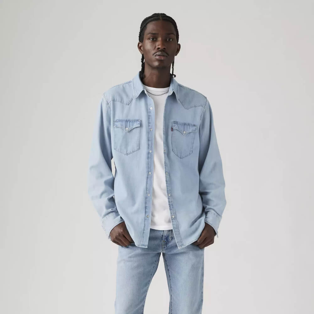 Levi's Mens Classic Western Standard Fit Shirt Franklin Stonewash/Light Wash - 857450074