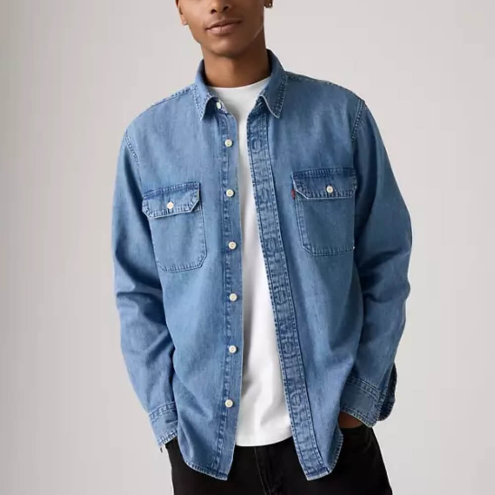 Levi's Mens Classic Worker Shirt Arson Indigo Mid Wash - Blue - 195870348