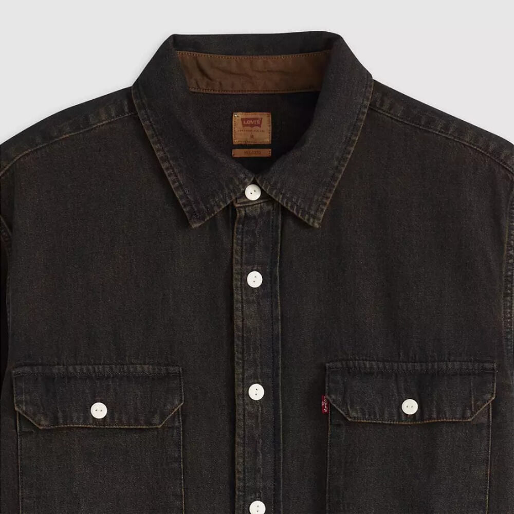 levis tobacco 501 BLACK WITH STITCHES glide buckle closure Fit Levi's Mens Classic Worker Shirt