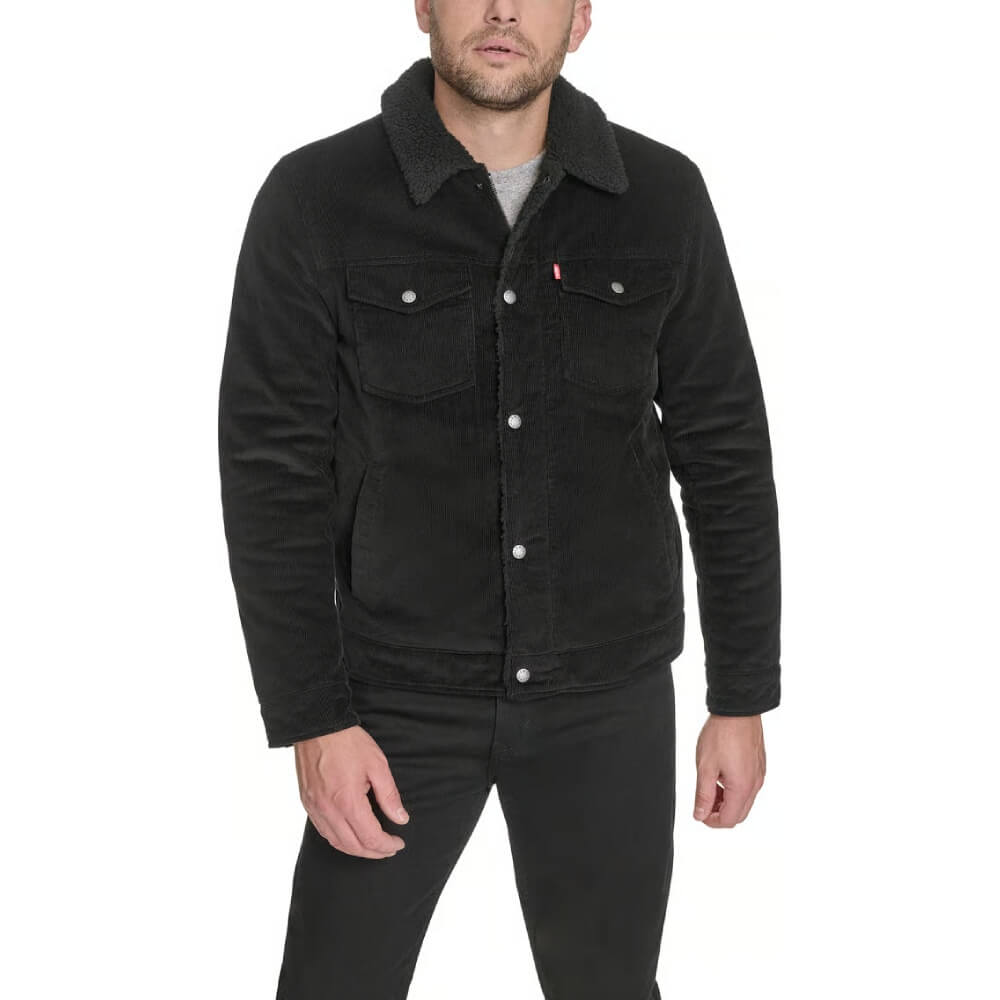 Levi's Mens Corduroy Sherpa Lined Trucker Jacket Black - LM5RC062-BLACK