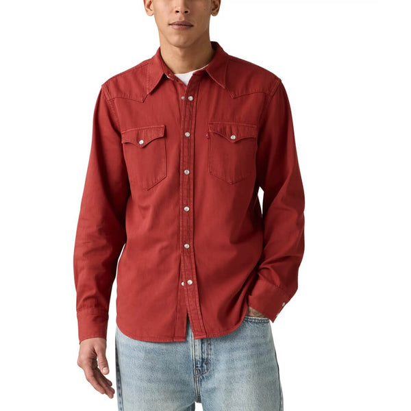 Levi's Mens Long Sleeve Classic Western Denim Shirt Red Hot