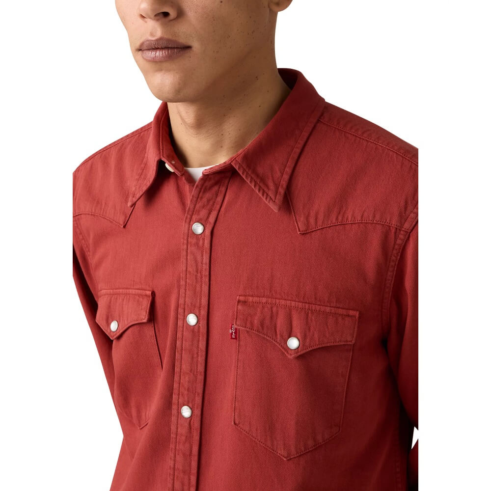 Levi's Mens Long Sleeve Classic Western Denim Shirt Red Hot GD - 857450235