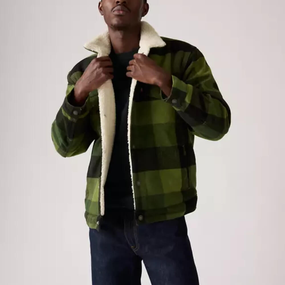 Levi's Mens Plaid Trucker Jacket Laredo Plaid Duffel Bag - Green - A60300010