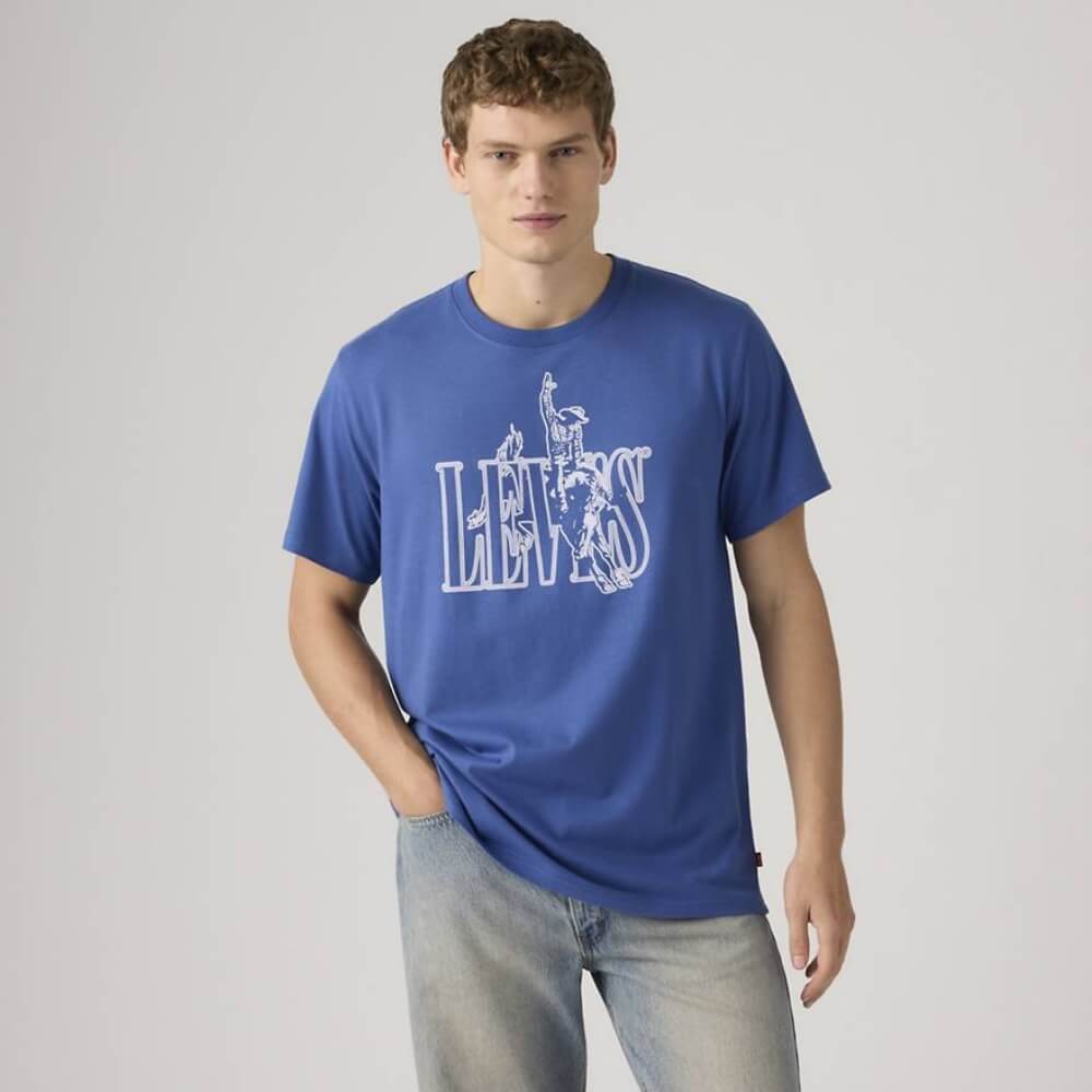Levi's Mens Relaxed Fit Graphic T-Shirt Cowboy Sunshine Blue - 161432519