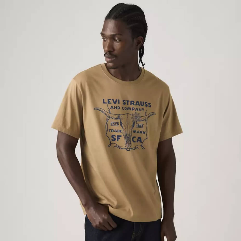 Levi's Mens Relaxed Fit Graphic T-Shirt Longhorn Tigers Eye - Brown - 161432517