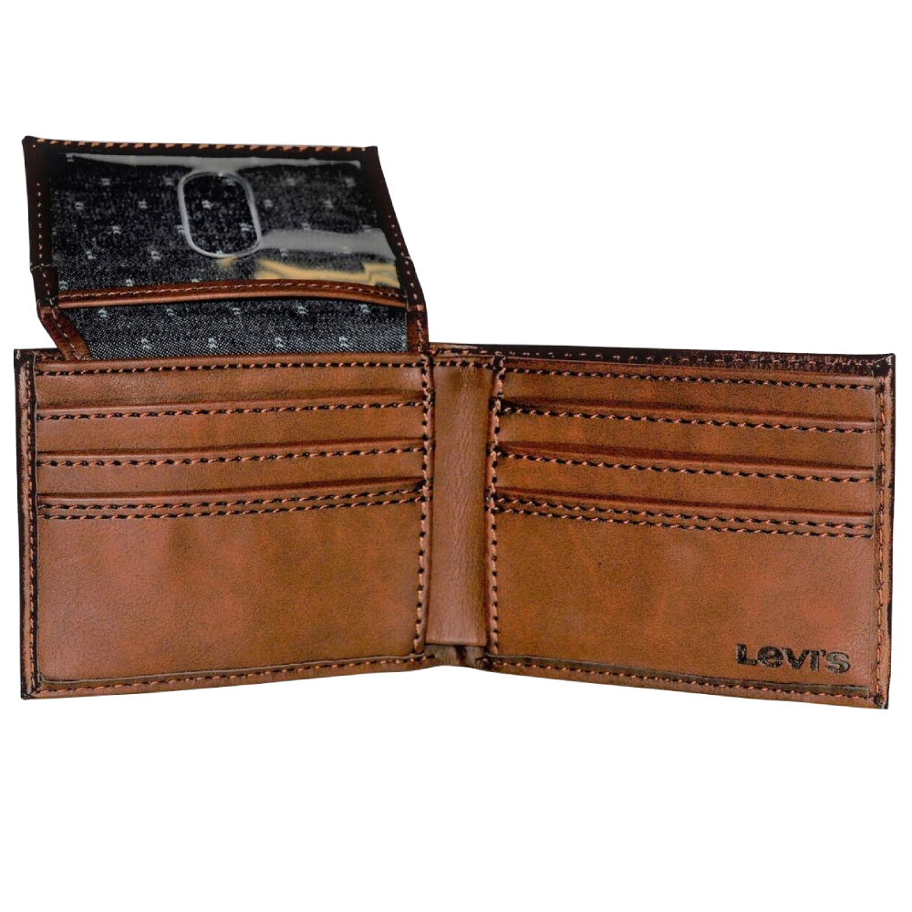Levi's Mens Two Horses Logo Passcase Wallet - 31LV220010-BRN