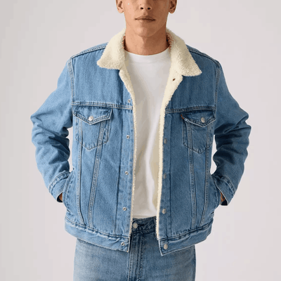 Levi's Mens Type III Sherpa Trucker Jacket Light Stonewash - 163650287