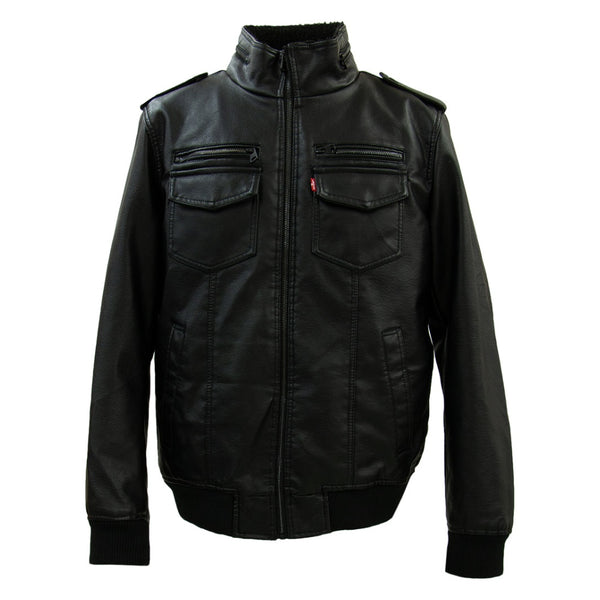 Levi's Mens Vintage Leather Aviator Bomber Jacket In Black