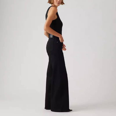 Levi's Womens 318 Shaping Wide Leg Jeans Black - 001PZ0005