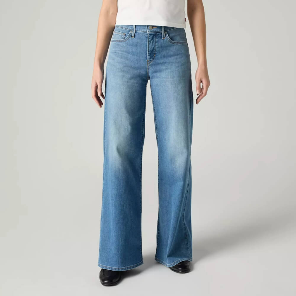 Levi's Womens 318 Shaping Wide Leg Jeans Cool Satisfaction - Med Indigo - 001PZ0015