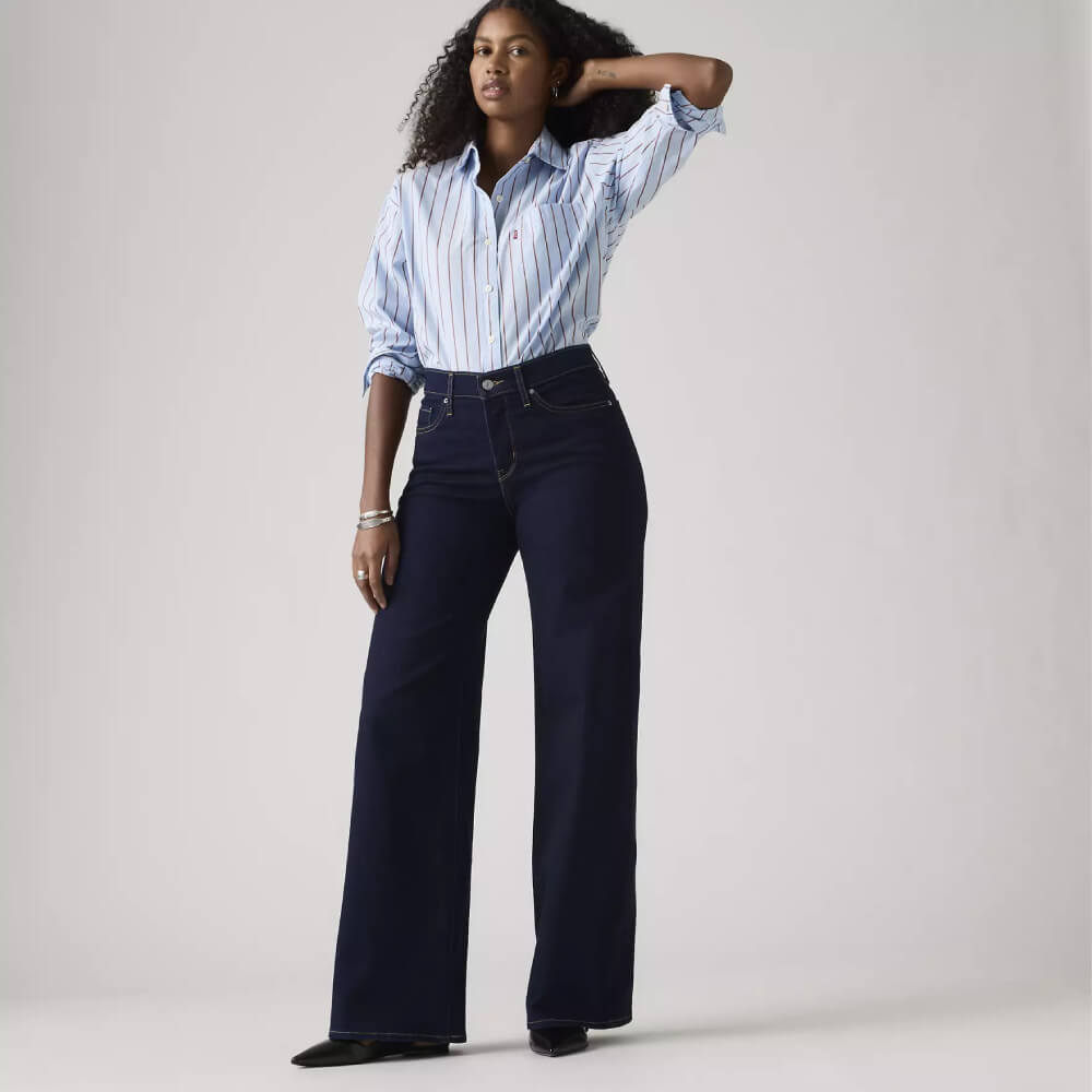 Levi's Womens 318 Shaping Wide Leg Jeans Darkest Sky - Dark Wash - 001PZ0009