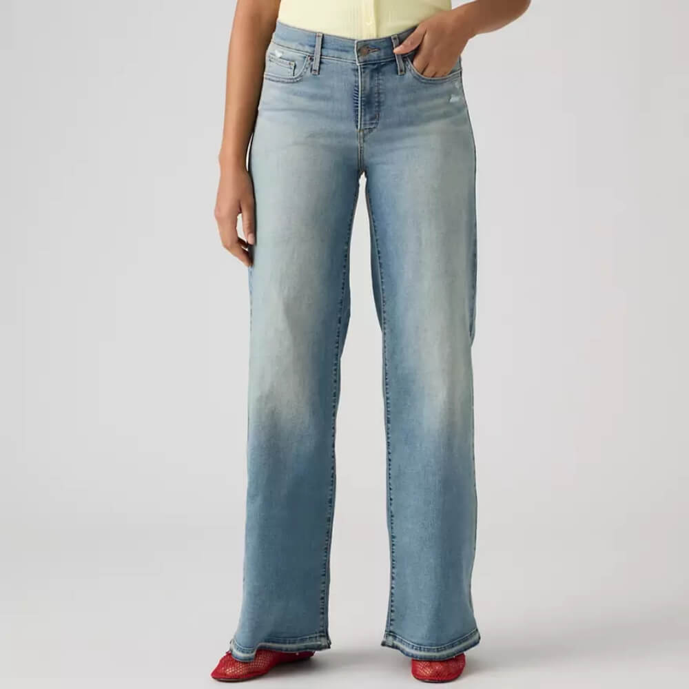 Levi's Womens 318 Shaping Wide-leg Jeans Centering Self - Medium Wash - 001PZ0029