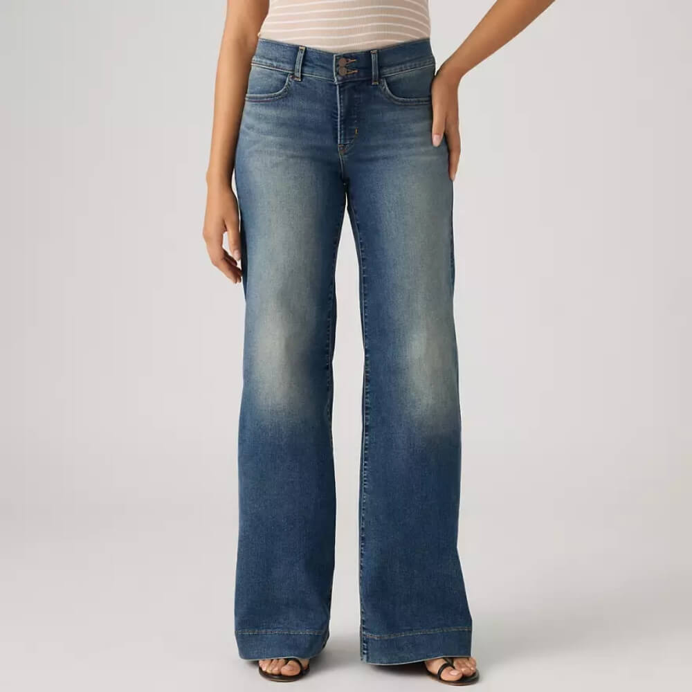 Levi's Womens 318 Tailored Wide Leg Jeans Leaving Late - Dark Wash - 0081C0001