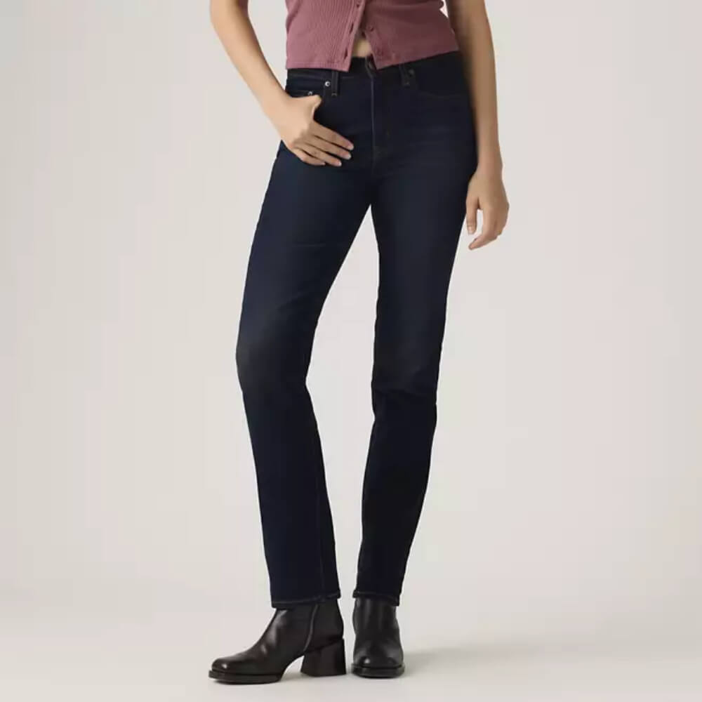 Levi's Womens 724 High Rise Straight Jeans Face Away - Dark Wash - 188830456