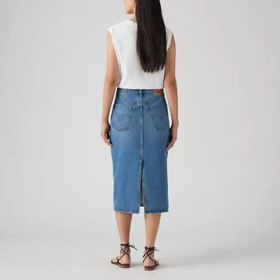 Levi's Womens Denim High Rise Slit Skirt Blue - 001VH0000