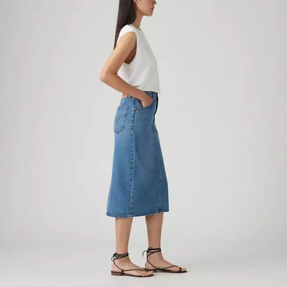 Levi's Womens Denim High Rise Slit Skirt Blue - 001VH0000