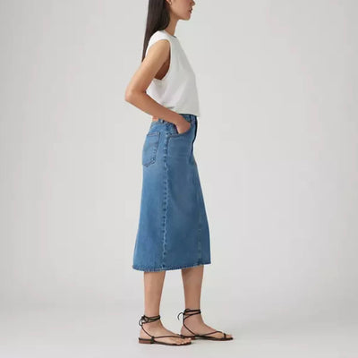 Levi's Womens Denim High Rise Slit Skirt Blue - 001VH0000