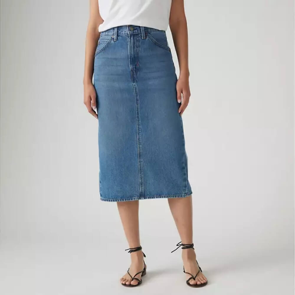 Levi's Womens Denim High Rise Slit Skirt Blue - 001VH0000
