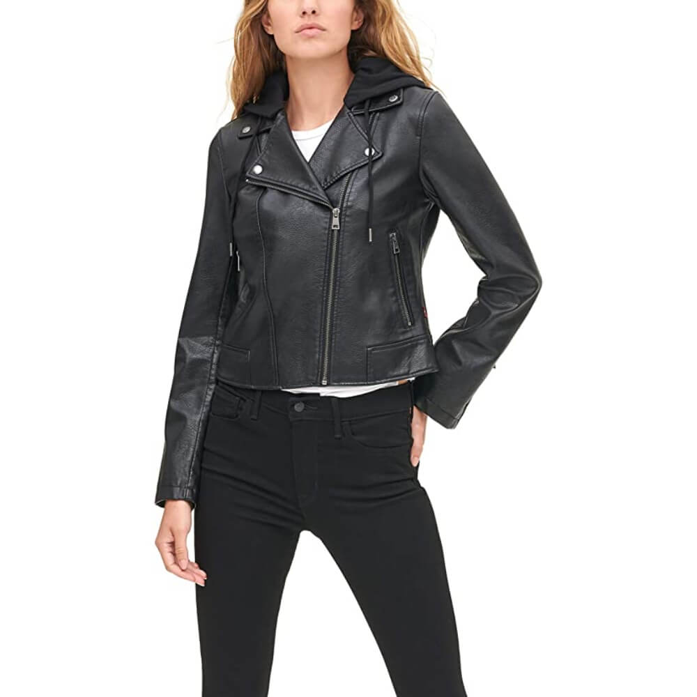 Levi's Womens Faux Leather Classic Asymmetrical Motorcycle Jacket - LW0RU122-BLACK