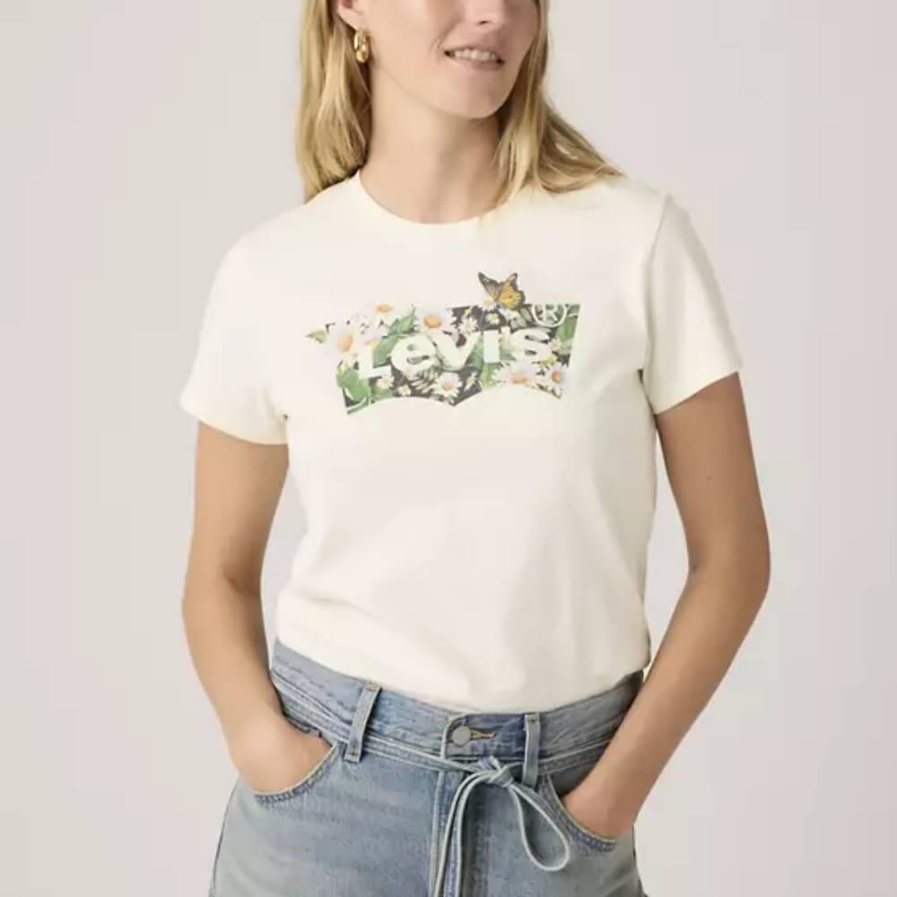 Levi's Womens Graphic Perfect T-Shirt Daisy Batwing Egret - Yellow - 173693385